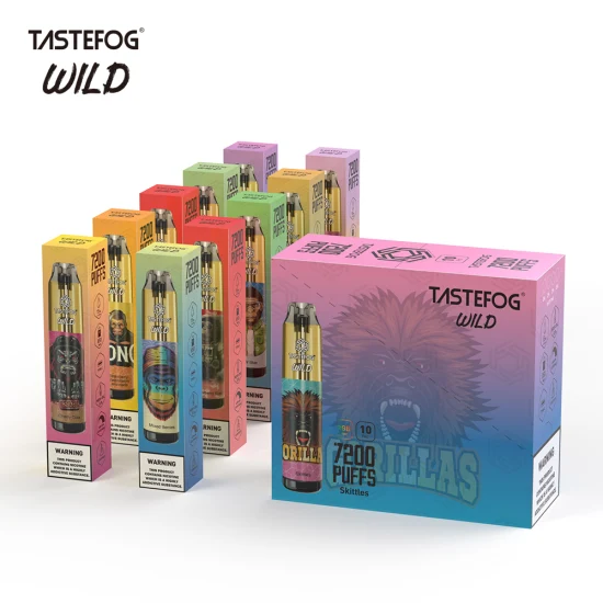 熱い販売 Tastefog Wild 7200 パフ 使い捨て VAPE クリスタル タンク RGB ライト付き